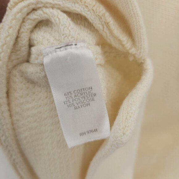 J JILL Textured Cowl Neck Knit Top Ivory Cream 3/4 Sleeve Size XL - Picture 7 of 8